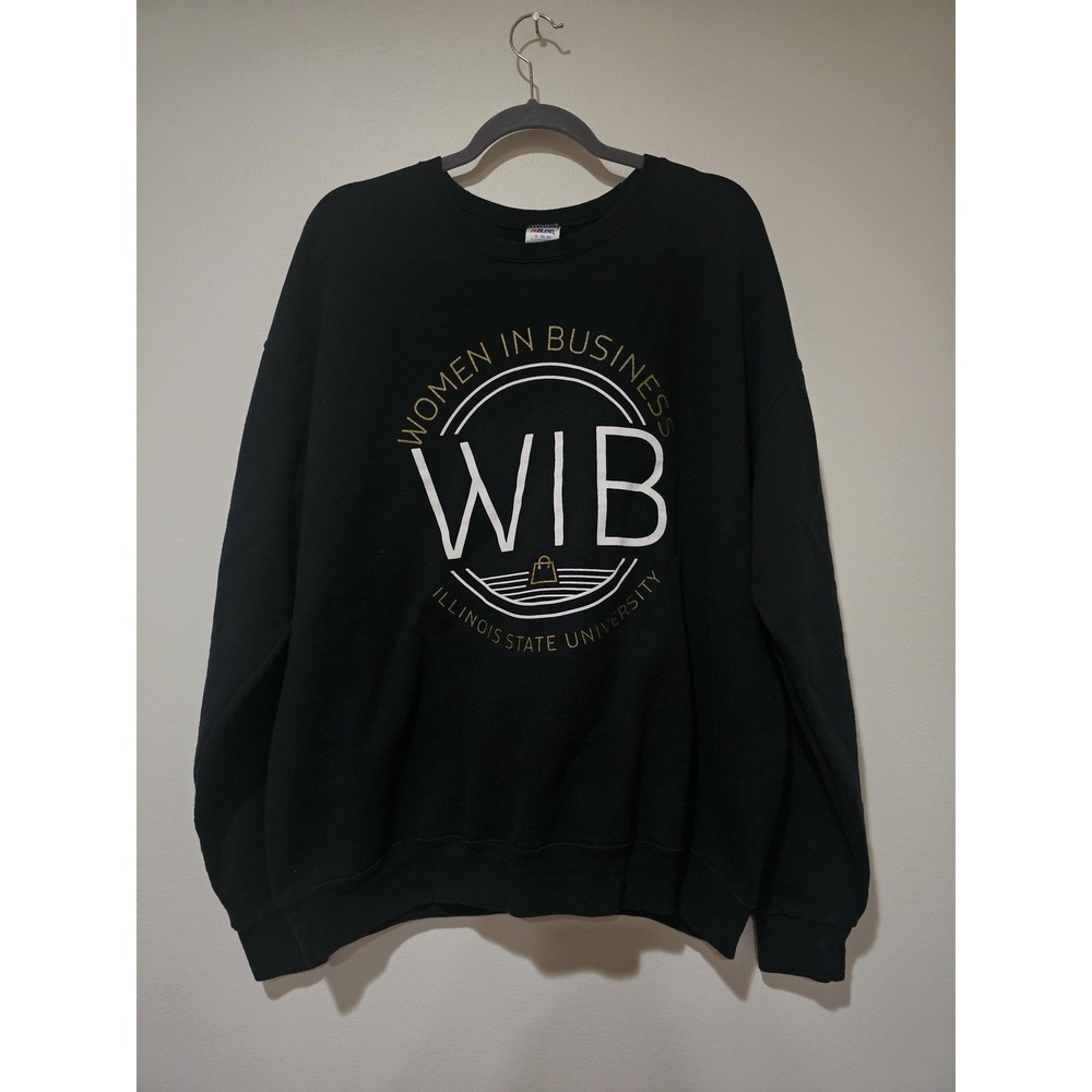 Jerzees Sweatshirt Womens XL Women In Business Illinois State Fleece Black